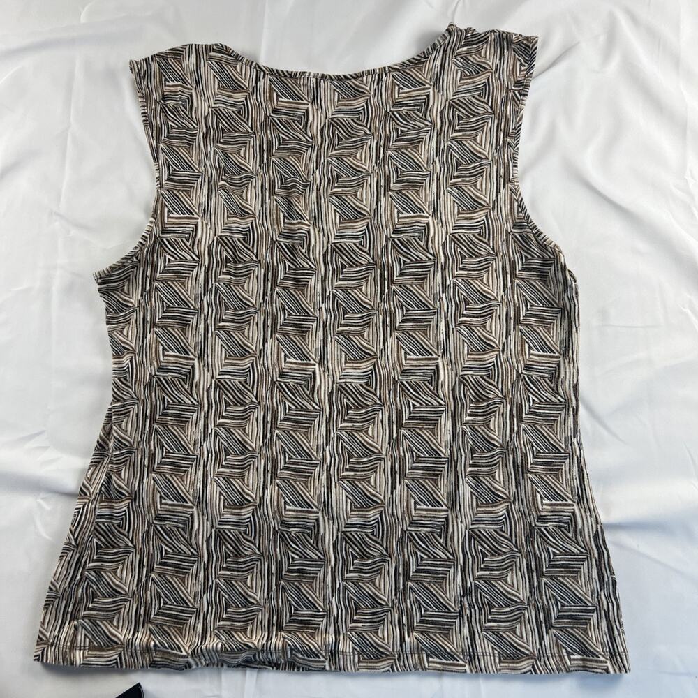 Loft Ann Taylor Black White Tan Sleeveless Pullover Stretch Top XL - Picture 9 of 9